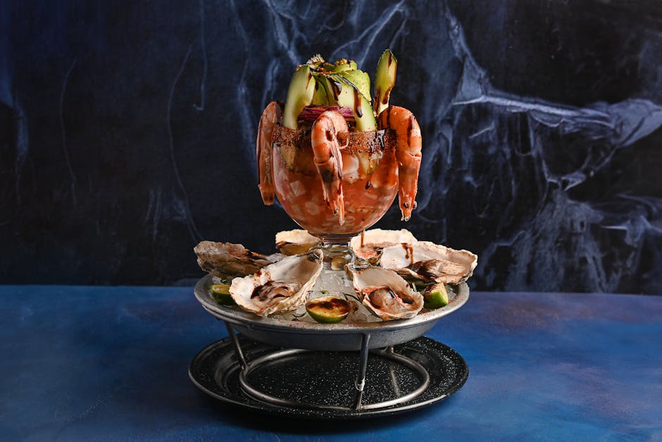 Reke- og østerscocktail med kremet saus