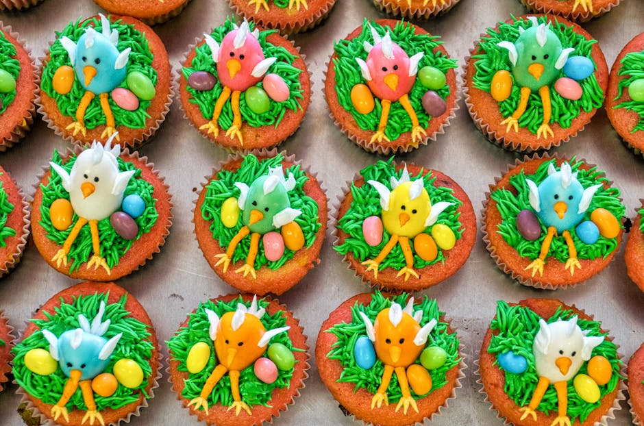Påskecupcakes med blomsterdekor
