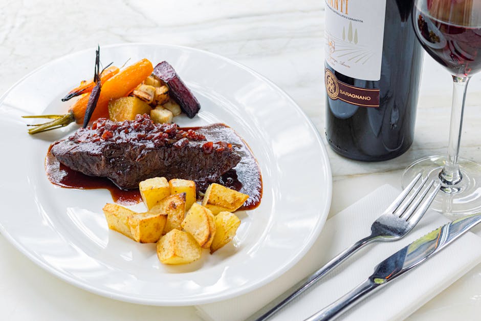 Biff Bourguignonne med rødvin og grønnsaker