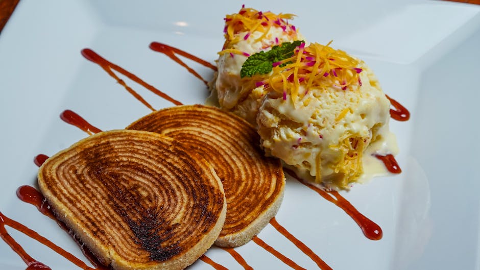 Rask brød- og kaneldessert med is