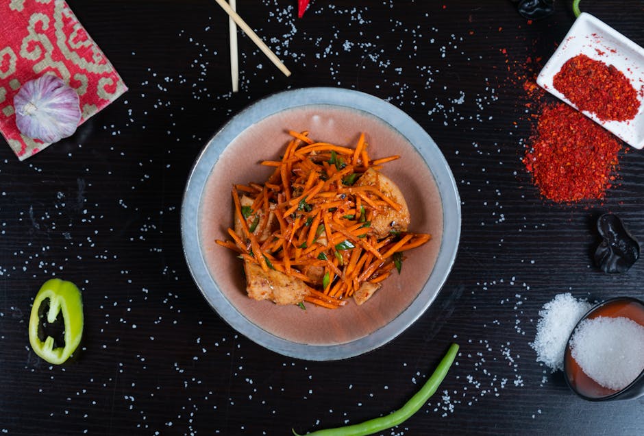 Krydrede wokede gulrøtter med peanøtter