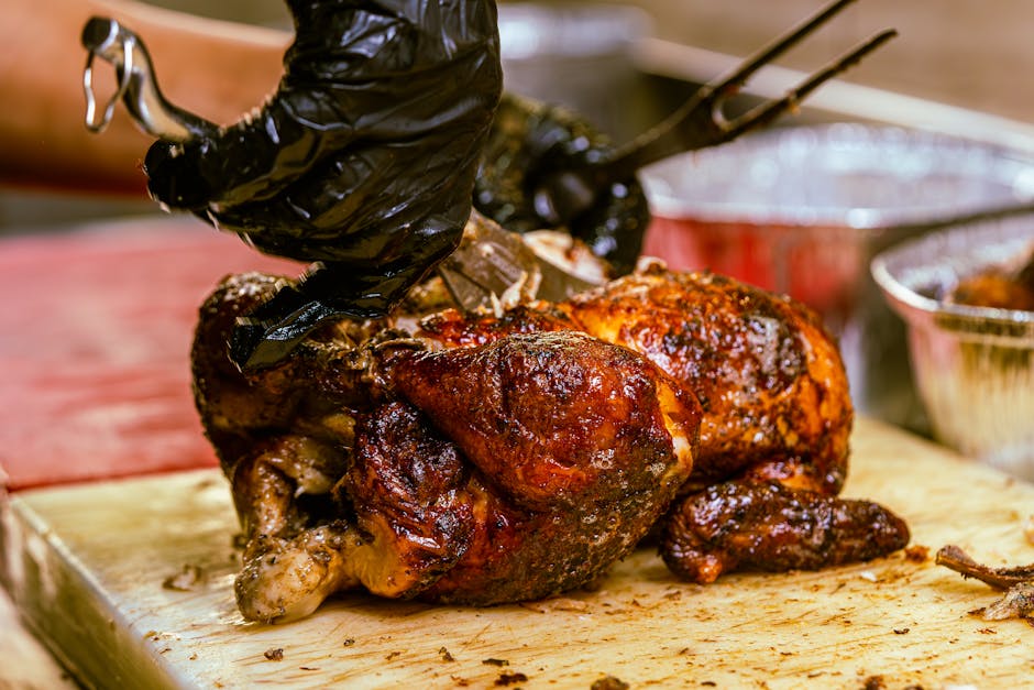 Kylling med sprøtt skinn og appelsinglaze