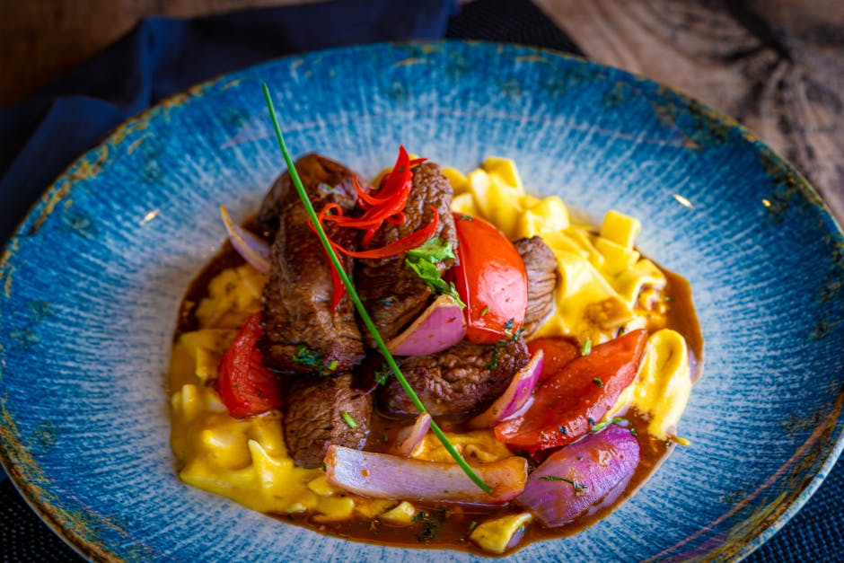 Italiensk oksestek med grønnsaker og pasta