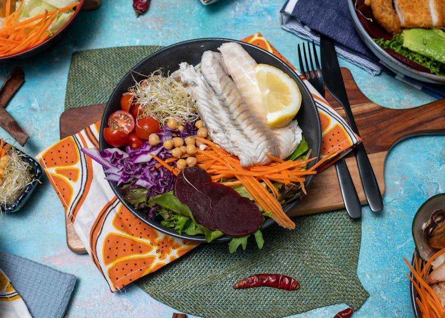 Halibut- og kikertersalat med sitrondressing