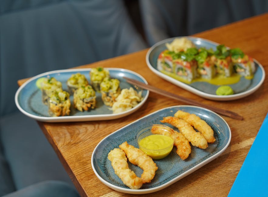 Sprø sesam-tempura med grønne bønner og soyadipp