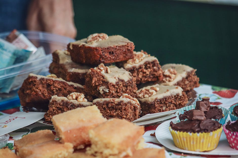 Saftige blondies med sjokoladebiter og valnøtter