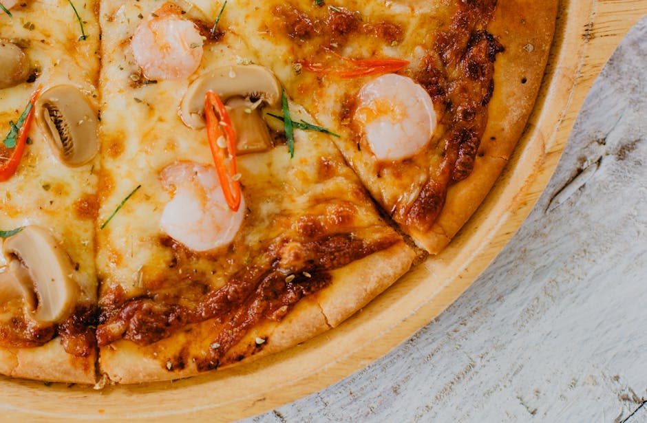 Pizza med reker og geitost