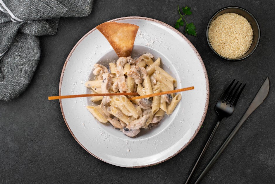 Kremet pasta med kylling og sopp (risotto-stil)