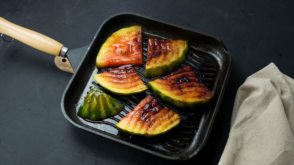 Hettskodde vannmelonskiver med chili og salt