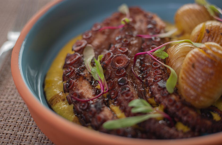 Blekksprut- og potetsalat