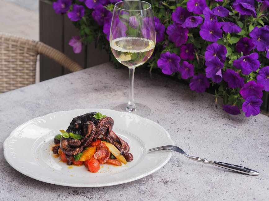 Grillet blekksprut med rødvinsmarinade