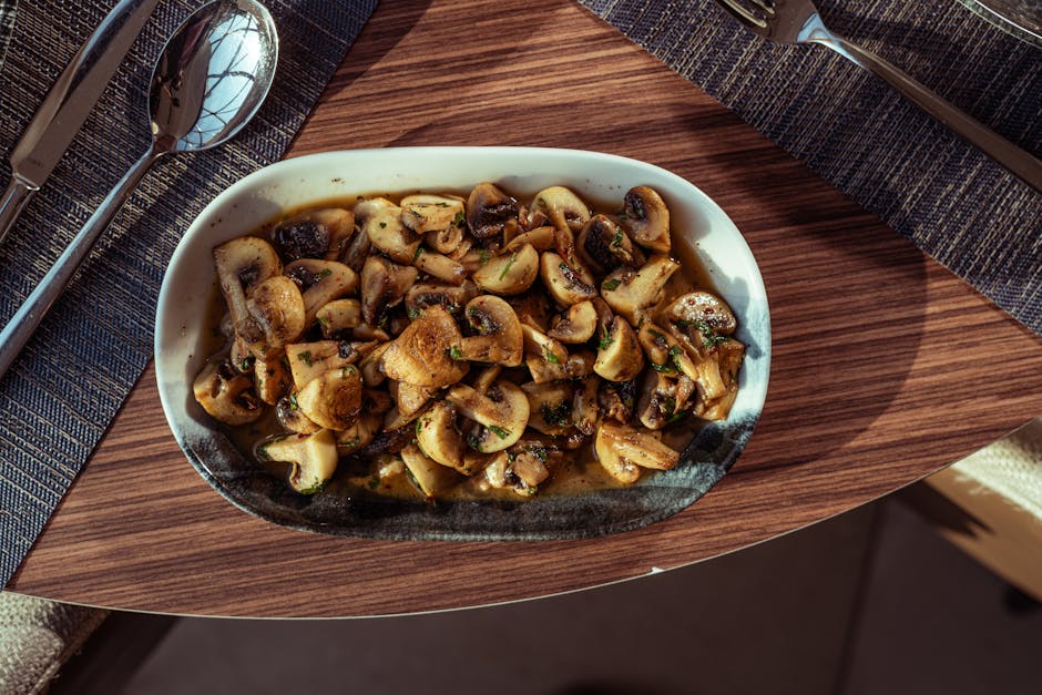 Stekt sopp med konjakk og urter