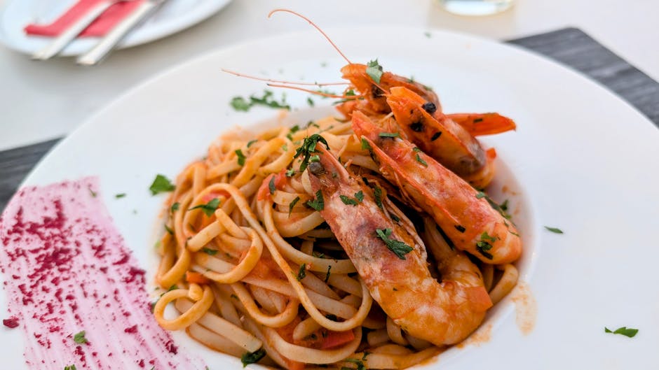 Pasta Pescatore med sjømat i tomatsaus