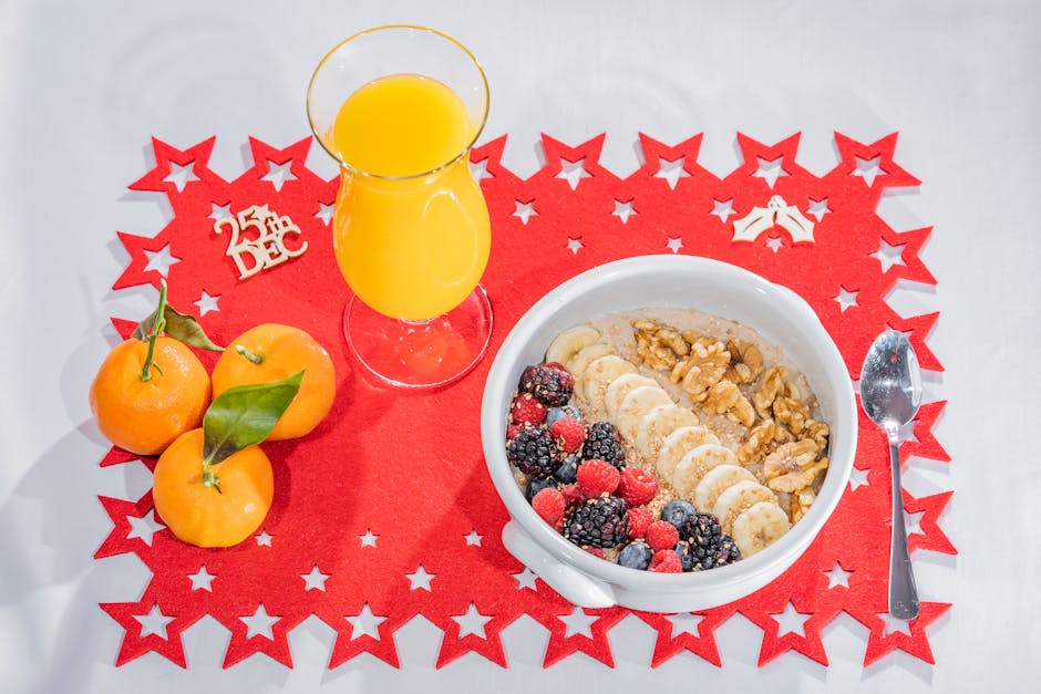 Frisk appelsinyoghurt med valnøtter og rosiner
