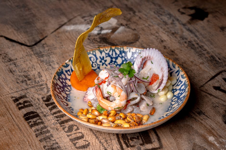 Reker ceviche i sprø maiskopper