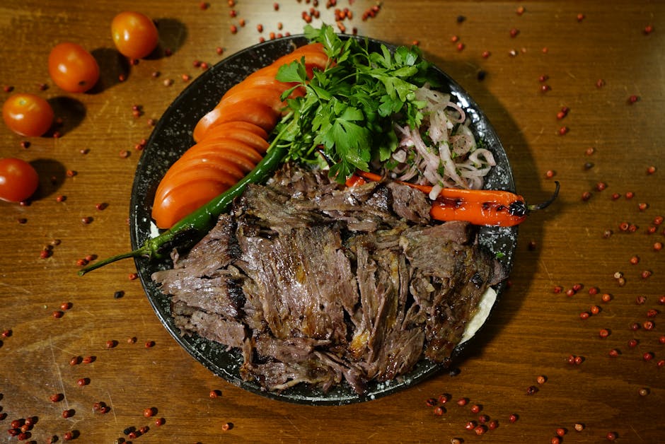 Grillet biff med marinert rødløk