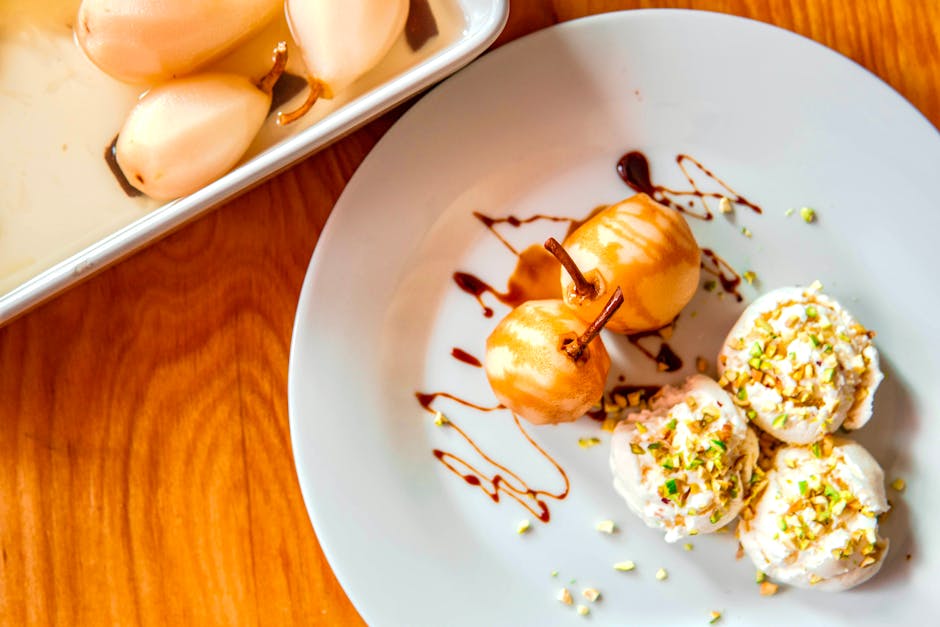 Karamelliserte pærer Belle Helene