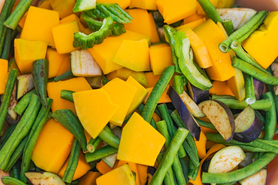 Zucchini-, bønne- og auberginegryte