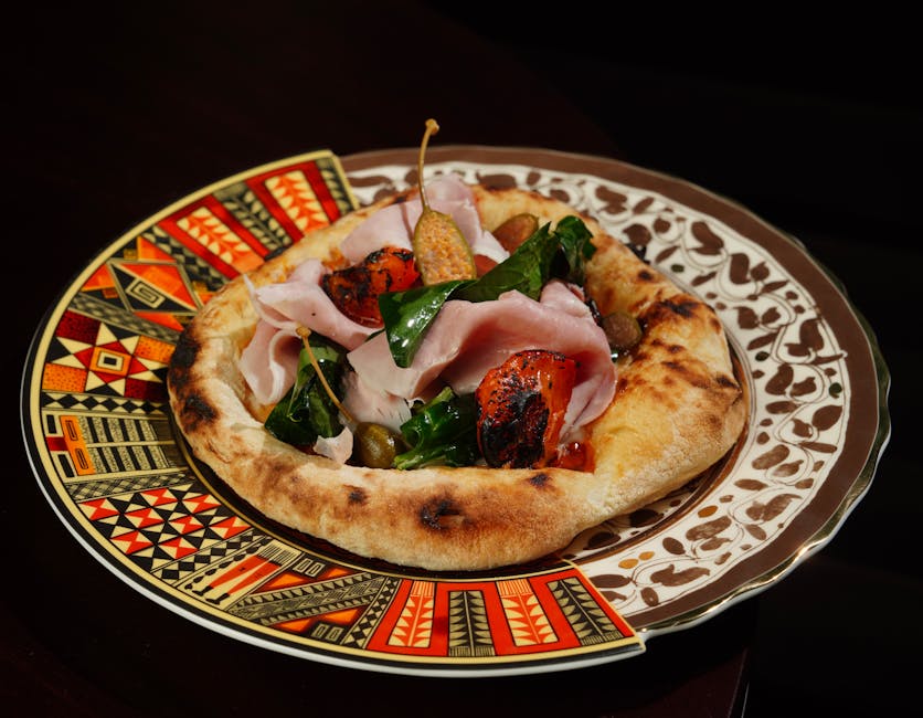 Focaccia med bacon og grønnsaker