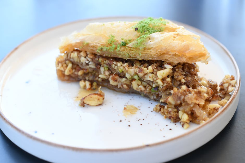 Eplebaklava med valnøtter og pistasj