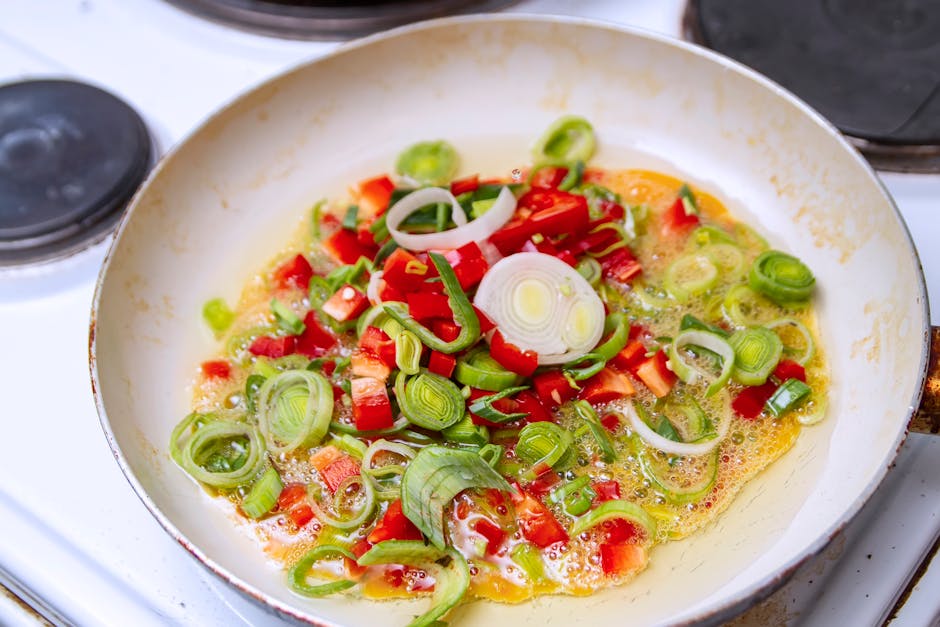 Frittata med wokgrønnsaker og svinekjøtt