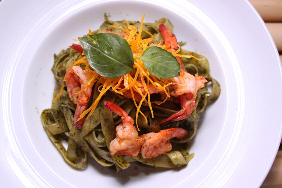 Ristede reker med persillepesto