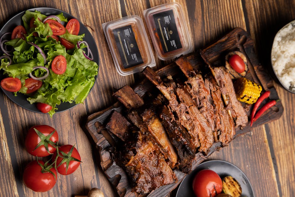 Rorys ribbe med grillet mais, cantaloupe og urtesalat