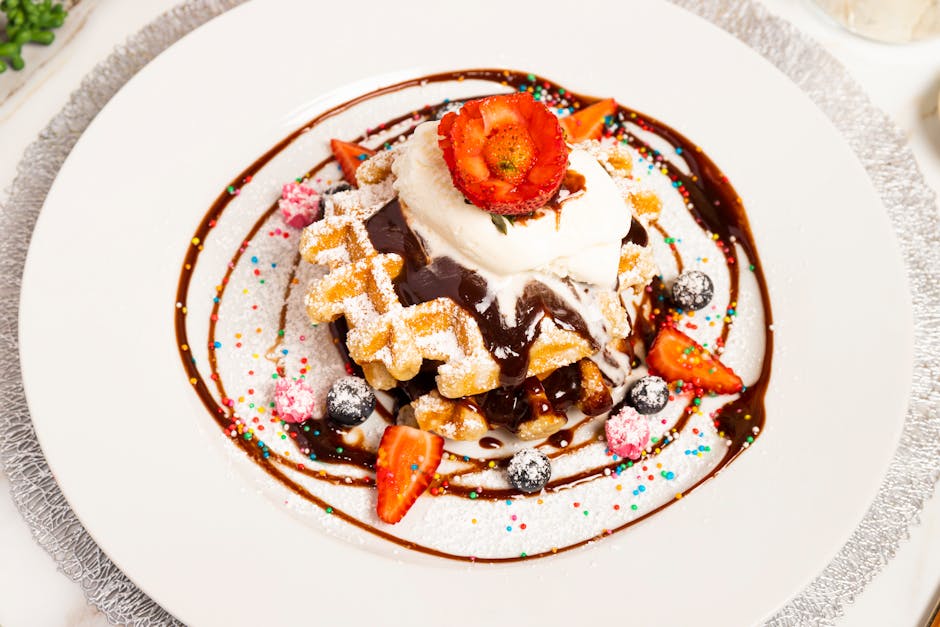 Sjokoladevafler med hjemmelaget marshmallow-saus