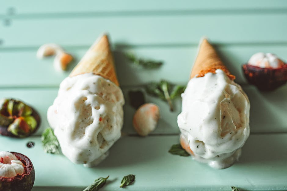 Ingefærsyltet rabarbra med vaniljeis