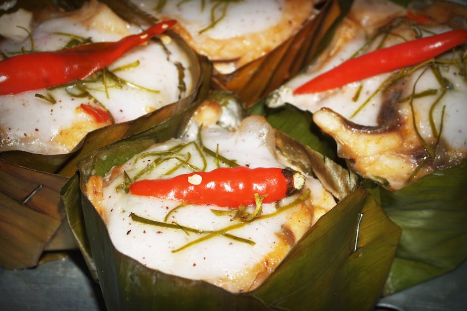 Bakt tilapia i bananblad med asiatiske smaker