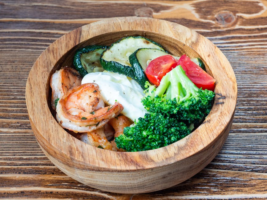 Reker med squash og tomater