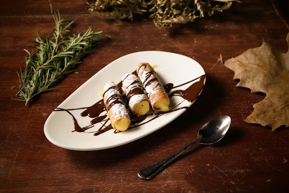 Zeppole med sjokoladesaus