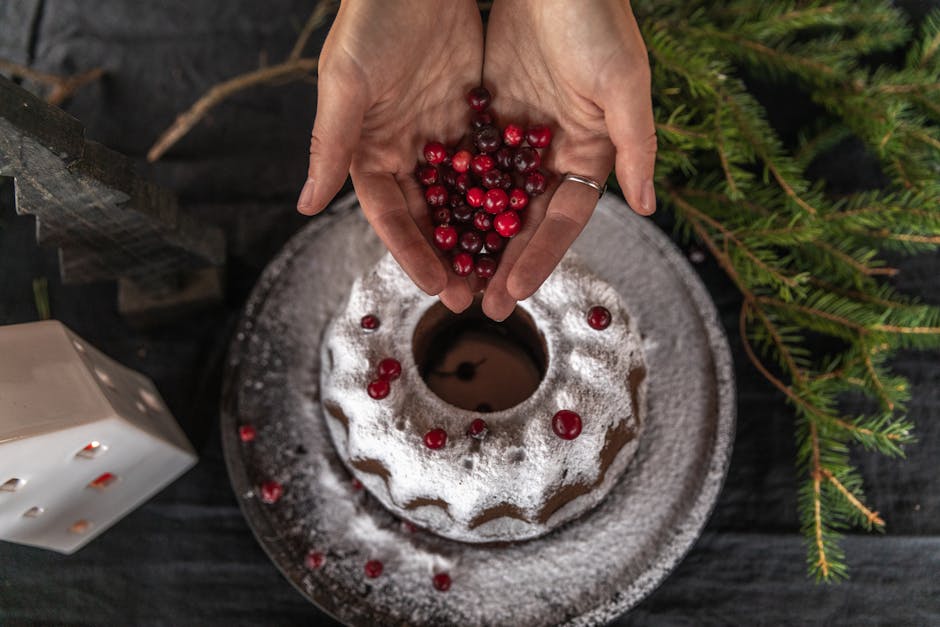 Juleglasert eplekake med tranebær