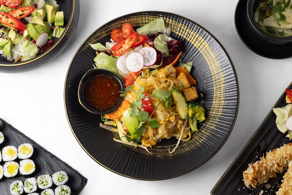 Vegetarisk Pad Thai med tofu