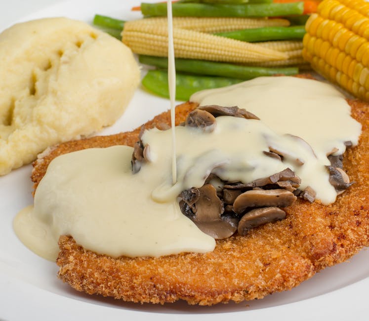 Shiitake-panert kylling med kremet soppsaus