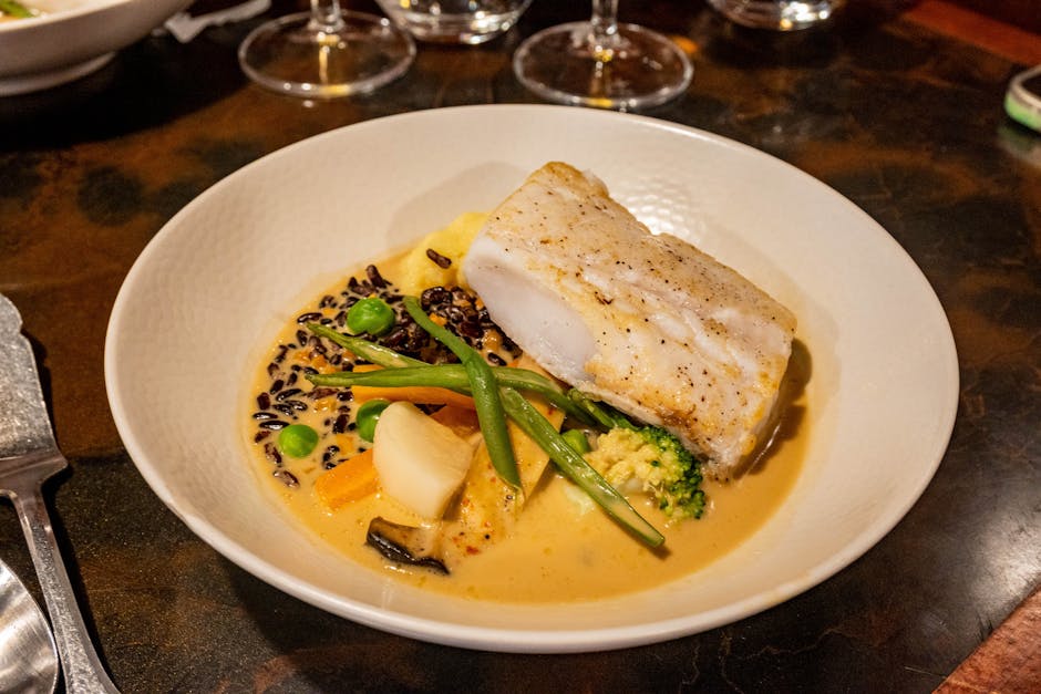 Torsk med miso-glaze og wasabipuré