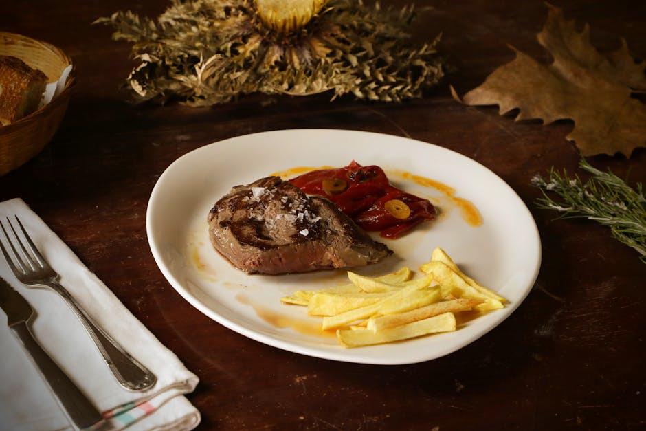 Flankestek med artisjokk- og potethash og Aleppo-peppersaioli