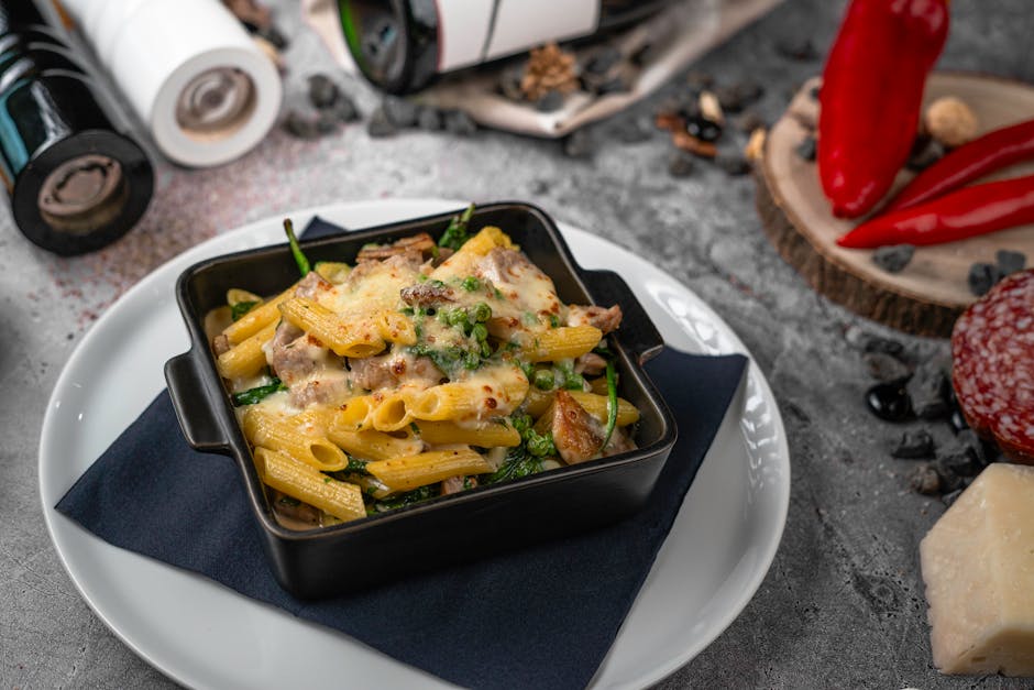 Penne med kylling og asparges