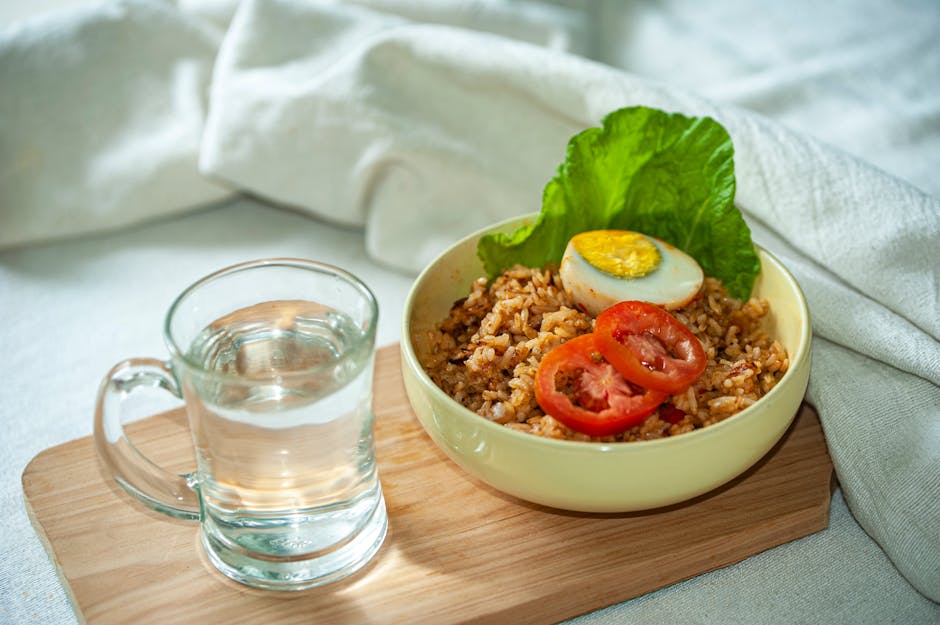 Stekt ris med egg og skinke