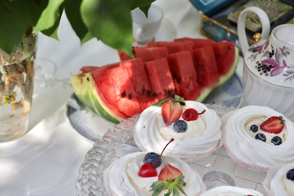 Vannmelonbombe med iskrem og sorbet