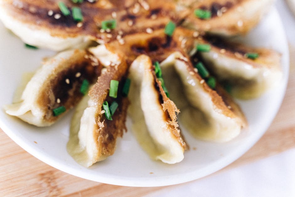 Reker og vannkastanjepotstickers (Guo Tieh)