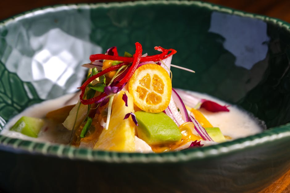 Kamskjellceviche med ananas og chili