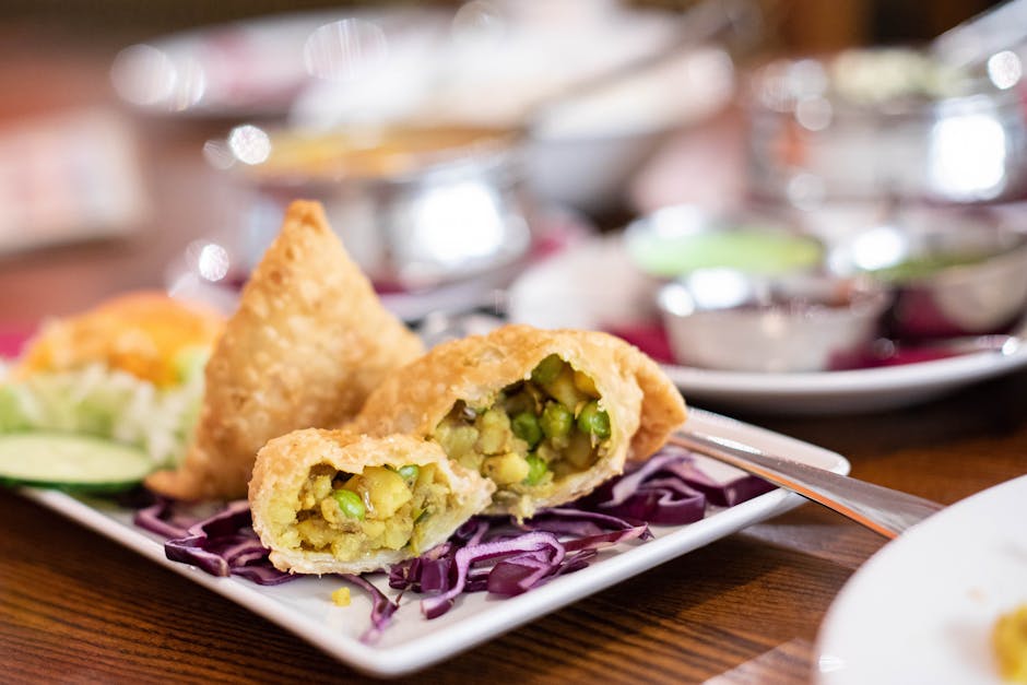 Potet- og ertesamosas med filodeig