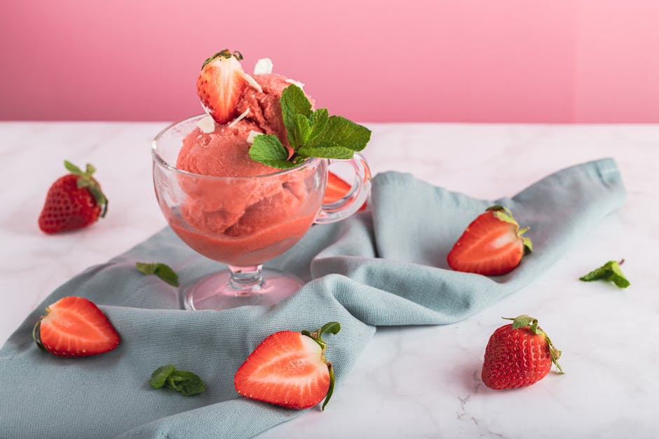 Jordbær- og Grand Marnier-sorbet