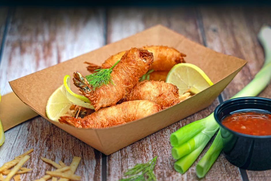 Sprø reker med krydret kremet saus