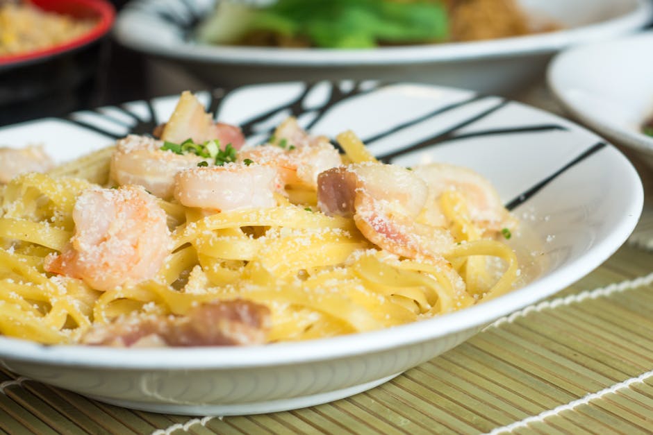 Pannegrøt med krydrede reker og sprøtt bacon
