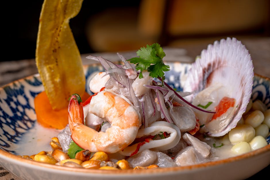 Peruviansk ceviche med fisk og reker