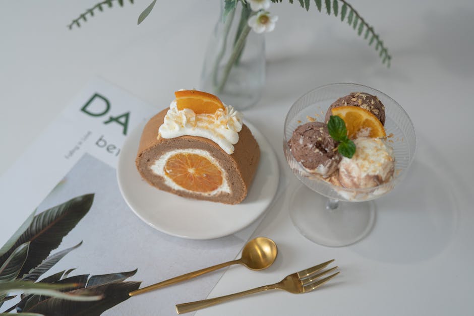 Appelsinlikør-dessert med vaniljeis