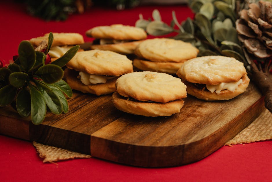 Tranebærsmørkjeks med kremostfyll