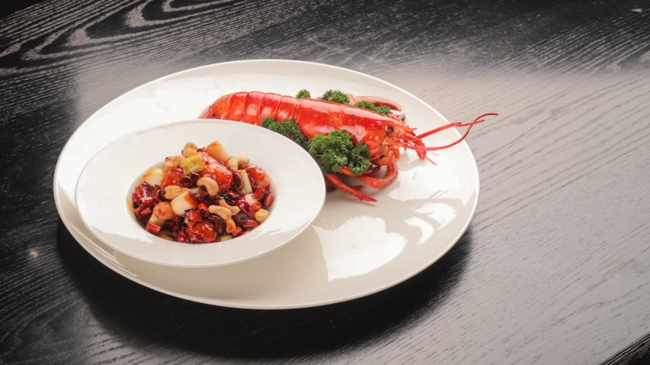 Hummer med kandiserte tomater, chutney og sesamsalat